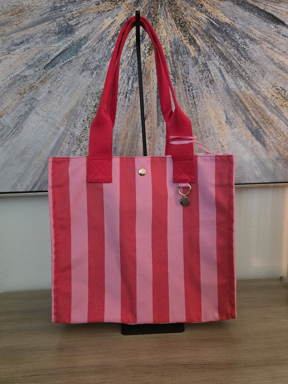 Striped Pink Tote Bag FLOWER SHOW TOTE FROM MACY'S